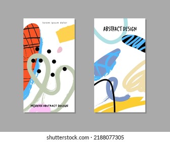 Tarjetas abstractas universales creativas. Diseño gráfico de moda para banner, afiche, portada, invitación, cartel, folleto, cabecera, volante. Ilustración vectorial.
