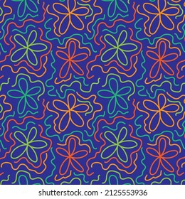 Fondo de arte universal creativo al estilo doodle. Patrón colorido de flores. Ilustración vectorial. Diseño gráfico de moda para banner, afiche, tarjeta, portada, invitación, cartel, folleto.