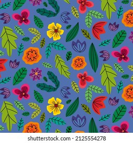 Creative universal art background in doodle style. Colorful pattern of flowers. Vector illustration. Trendy graphic design for banner, poster, card, cover, invitation, placard, brochure.