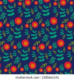 Creative universal art background in doodle style. Colorful pattern of flowers. Vector illustration. Trendy graphic design for banner, poster, card, cover, invitation, placard, brochure.