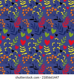 Fondo de arte universal creativo al estilo doodle. Patrón colorido de flores y corazones. Ilustración vectorial. Diseño gráfico de moda para banner, afiche, tarjeta, portada, invitación, cartel, folleto.