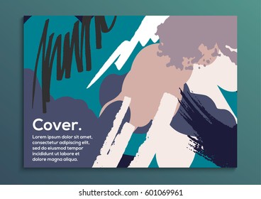 Creative universal art poster. Hand Drawn textures. Party invitations, banners, broshures, covers, decor elements.