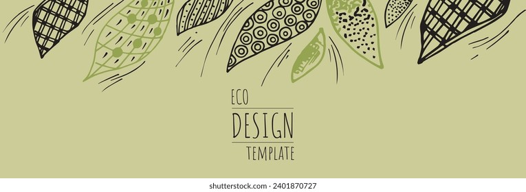 Creative universal art template with abstract leaf shapes. Suitable for poster, card, invitation, flyer, cover, banner, placard, brochure.