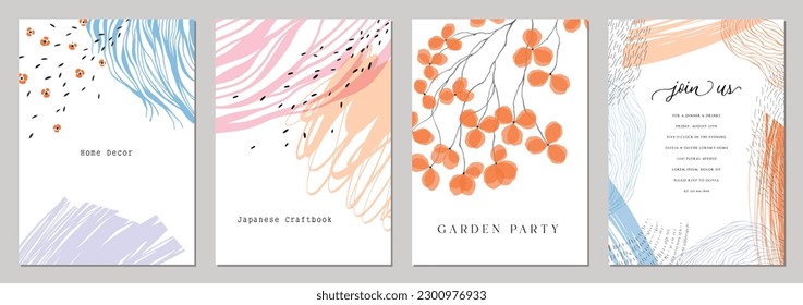 Creative universal art templates with abstract and floral elements. For poster, greeting and business card, invitation, flyer, banner, brochure, email header, post in social networks, advertising.