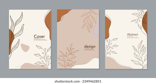Creative universal art templates with abstract and floral elements.. abstract retro botanical background.size A4 For notebooks, planners, brochures, books, catalogs