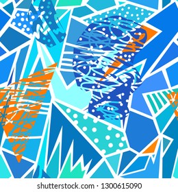 Creative universal artistic background. Geometric seamless pattern. Creative collage, vector illustration.