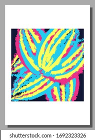 Tarjeta artística universal creativa. Elementos dibujados a mano abstractos. Diseño floral de moda para banner, afiche, portada, invitación, pancarta, folleto. Paleta retro brillante. Aislado. Vector EPS10.