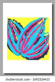Tarjeta artística universal creativa. Elementos dibujados a mano abstractos. Diseño floral de moda para banner, afiche, portada, invitación, pancarta, folleto. Paleta retro brillante. Aislado. Vector EPS10.