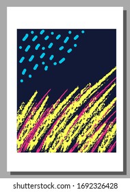 Creative universal artistic card and template. Abstract hand drawn elements. Trendy Graphic Design for banner, poster, cover, invitation, placard, brochure. Bright retro palette. EPS10 vector.