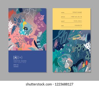 Creative universal artistic cards. Trendy Graphic Design for banner, poster, cover, invitation, placard, brochure