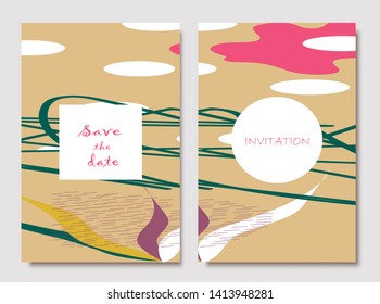 Creative universal artistic cards. Trendy Graphic Design for banner, poster, invitation, cover, placard, brochure, header.