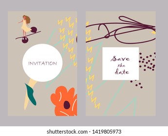 Creative universal artistic cards. Trendy Graphic Design for banner, poster, invitation, cover, placard, brochure, header.