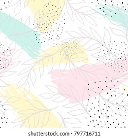 Creative universal artistic floral background. Hand Drawn textures. Trendy Graphic Design for banner, poster, card, cover, invitation, placard, brochure or header. Art
