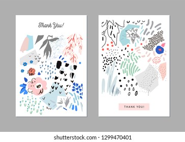 Creative universal artistic floral cards. Trendy Graphic Design for banner, poster, cover, invitation, placard, brochure, header