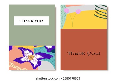 Creative universal artistic floral cards. Trendy Graphic Design for banner, poster, invitation, cover, placard, brochure, header.