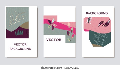 Creative universal artistic floral cards. Trendy Graphic Design for banner, poster, invitation, cover, placard, brochure, header.