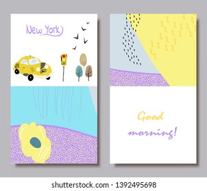 Creative universal artistic floral cards with sights of New York.
