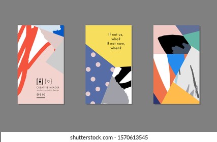 Creative universal artistic floral cards. Trendy Graphic Design for banner, poster, cover, invitation, placard, brochure, header