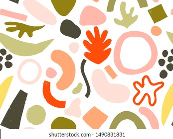 Creative universal artistic floral seamless pattern background. Hand Drawn textures. Trendy Graphic Design for banner, poster, card, cover, invitation, placard, brochure or header.
