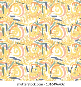 Creative universal artistic floral seamless pattern background. Hand Drawn textures. Trendy Graphic Design for banner, poster, card, cover, invitation, placard, brochure, header, textile or fabric. 