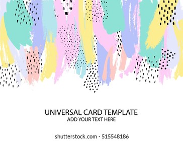Creative universal card with hand drawn textures. Use it  for banner, poster, card, invitation, placard, brochure, flyer. 