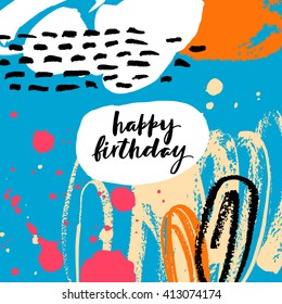 Creative universal card with lettering. Hand Drawn textures. Design for banner, poster, card, invitation, wedding, brochure, flayer. Vector. Isolated.