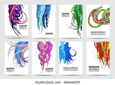 Creative universal cards. Comics style. Design of banners, brochures and cards with red polygonal elements. Corporate Identity, Advertising printing. Vector illustration