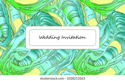  Creative universal cards. Nature textures. Wedding, anniversary, birthday, Valentines day, party. Design for poster, card, invitation, placard brochure flyer Vector Isolated. Green waved background