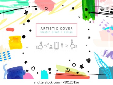 Creative universal floral artistic cover in trendy style. 
Hipster graphic design for Greeting Cards, Wedding, Anniversary, Birthday, Valentin's day, Thank You, 
Party invitations, Posters. 
Vector