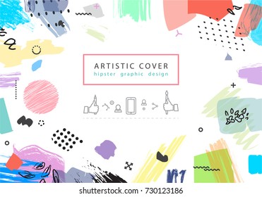 Creative universal floral artistic cover in trendy style. 
Hipster graphic design for Greeting Cards, Wedding, Anniversary, Birthday, Valentin's day, Thank You, 
Party invitations, Posters. 
Vector