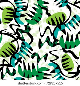 Creative universal floral background in tropical style. Hand Drawn textures.