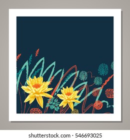 Creative universal floral card. Hand Drawn textures. Wedding, anniversary, birthday, Valentin's day, party invitations. Vector. Isolated.
