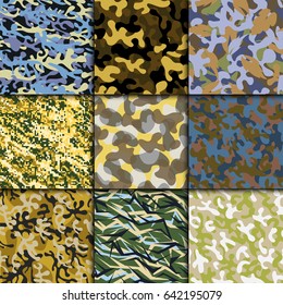 Creative universal hand drawn seamless pattern abstract fill military background vector illustration.