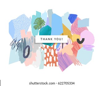 Creative universal header in tropical style. Modern graphic design. Hand Drawn textures. Ideal for web, card, poster, cover, invitation, brochure. Vector. Isolated.