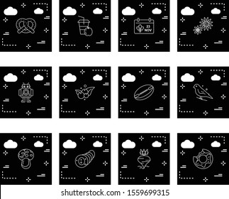creative universal icon set of 12
 