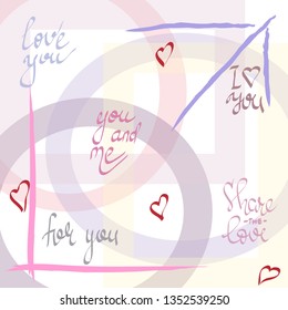 Creative universal love background. Modern graphic design. Hand Drawn textures. Ideal for web card poster cover, invitation, brochure.