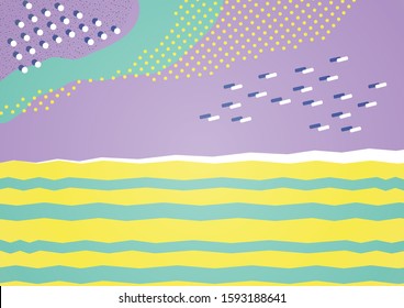 Creative universal wavy pattern with geometric elements in pastel colors. Trendy graphic design for banner, poster, card, cover, invitation, brochure. Template for fabric design. Vector.