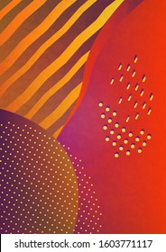 Creative universal wavy pattern with geometric elements and stripes. Trendy graphic template for banner, poster, card, cover, invitation, brochure. Drawing for fabric design. Vector.
