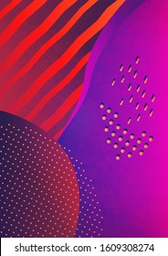 Creative universal wavy pattern with geometric elements and stripes. Trendy graphic template for banner, poster, card, cover, invitation, brochure. Drawing for fabric design. Vector.