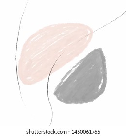 Creative unusual art with different shapes and textures. Abstract hand drawn doodles. Modern and trendy minimalistic design. 