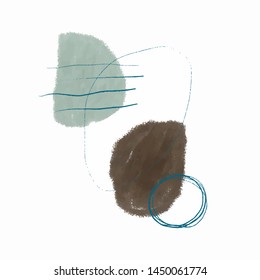 Creative unusual art with different shapes and textures. Abstract hand drawn doodles. Modern and trendy minimalistic design. 