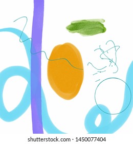 Creative unusual art with different shapes and textures. Abstract hand drawn doodles. Modern and trendy minimalistic design. 