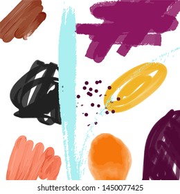Creative unusual art with different shapes and textures. Abstract hand drawn doodles. Modern and trendy minimalistic design. 