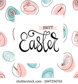 Creative unusual unique artistic hand drawn header Easter eggs pattern trendy background for advertising, social media, web design, etc. Vector Illustration