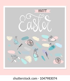 Creative unusual unique artistic hand drawn header Easter eggs pattern trendy background for advertising, social media, web design, etc. Vector Illustration