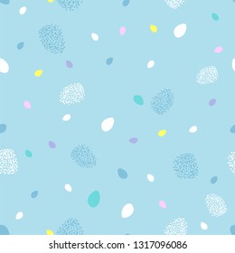 Creative unusual unique artistic hand drawn seamless pattern Easter eggs trendy background for advertising, social media, web design, etc. Vector Illustration