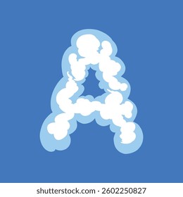 Creative Uppercase Alphabet in Sky Style. Vector illustration of uppercase cloud letter A with sky effect. Ideal for children’s design, posters, educational content, and creative typography projects.