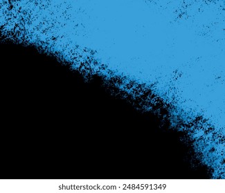 Anuncio grunge azul de temática urbana creativa. Diseño de borde de división de tinta. Trazo de pincel de tinta negra en spray abstracto Imagen de fondo de playa de grunge moderno. Salpicaduras de tinta Imágenes. Grano de socorro superpuesto al polvo