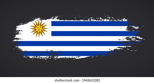 Creative Uruguay country grungy brush flag for independence day
