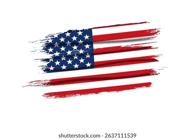 Creative USA flag design with grunge brush stroke texture. Patriotic and artistic style perfect for Independence Day, Memorial Day, Veterans Day, or any American-themed projects.
